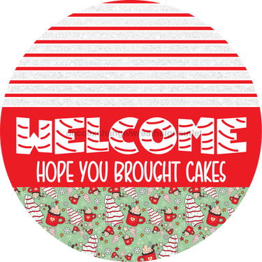 Door Hanger, Christmas Sign, Mint Christmas Cake Sign, Welcome Sign, 18